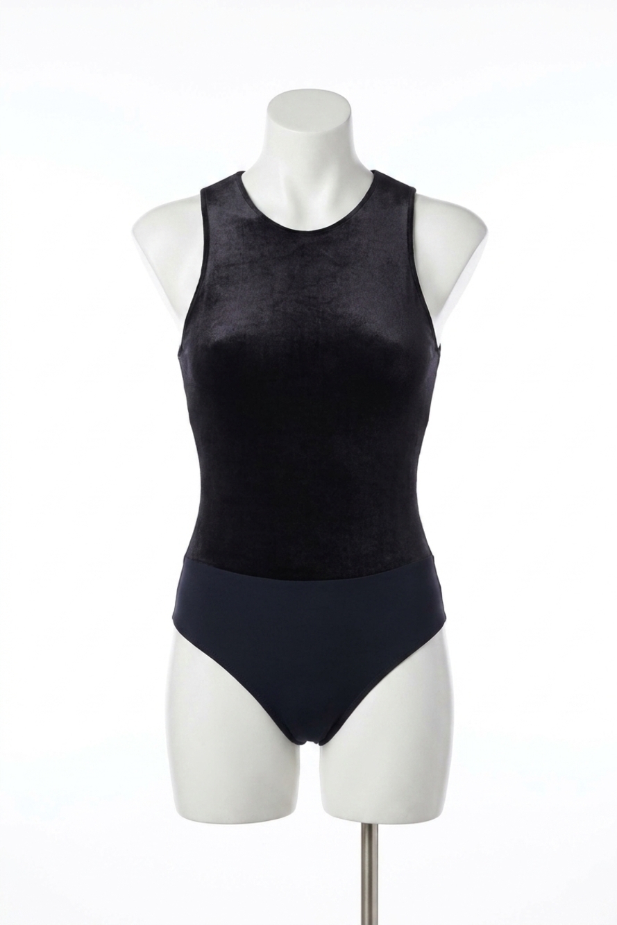 NEW COMMANDO velvet bodysuit in black